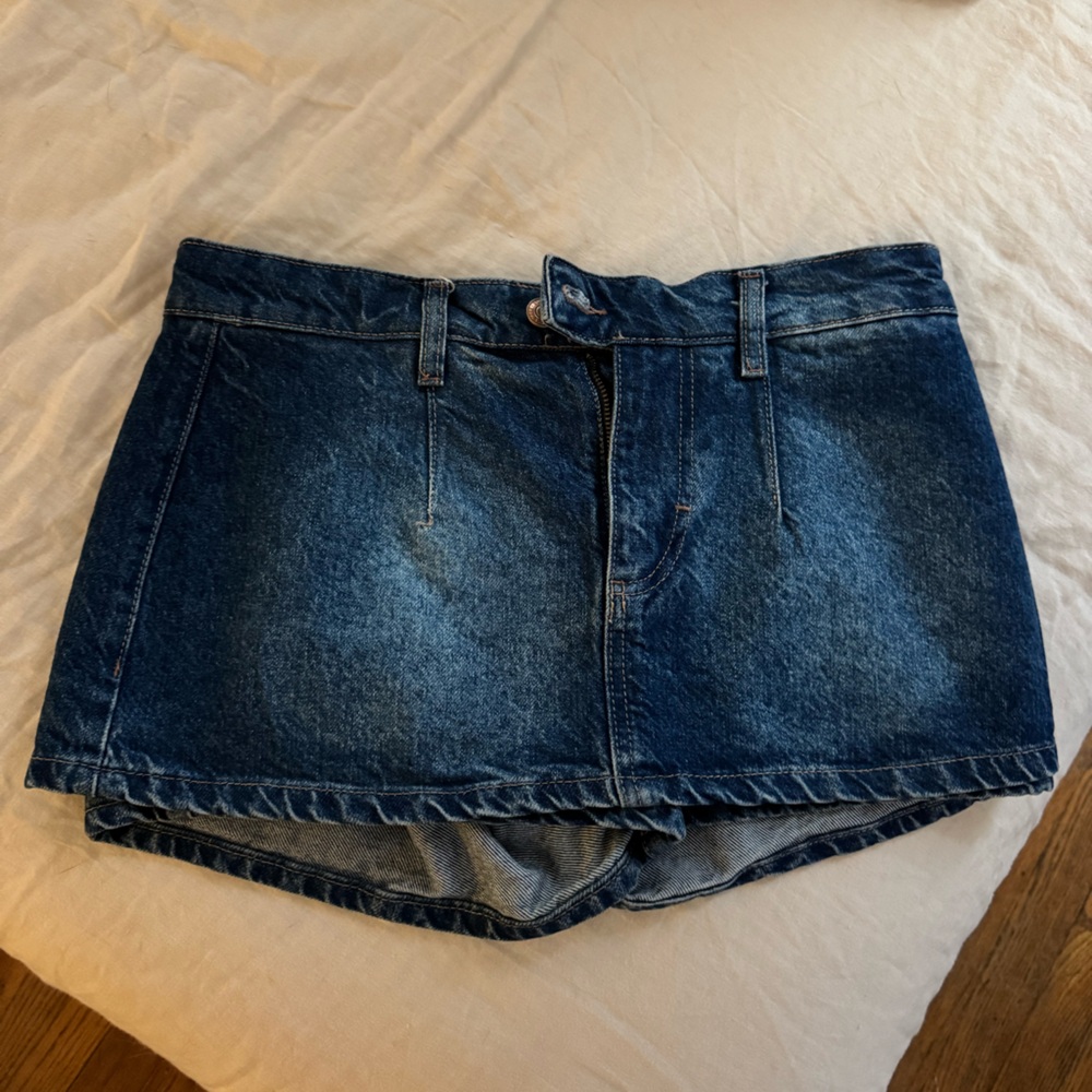 Free People Dark Blue Denim Mini Skirt